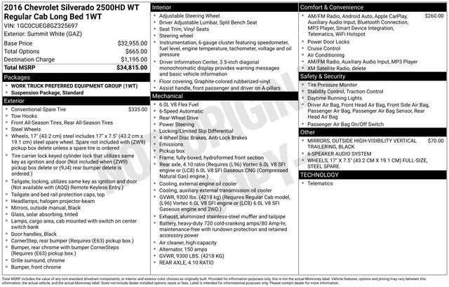 2016 Chevrolet Silverado 2500 HD Work Truck