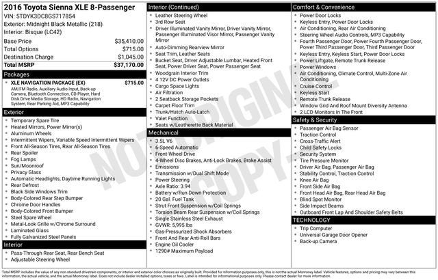 2016 Toyota Sienna XLE