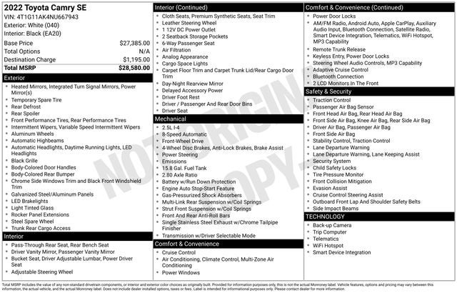 2022 Toyota Camry SE