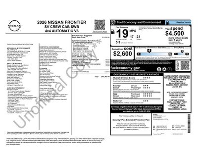 2026 Nissan Frontier Crew Cab SV