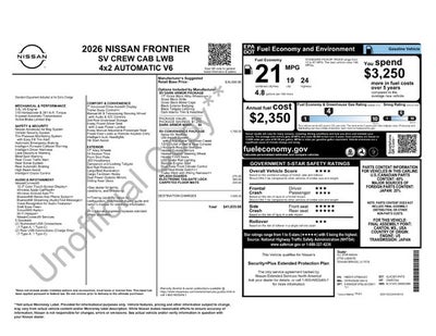 2026 Nissan Frontier Crew Cab SV Long Bed