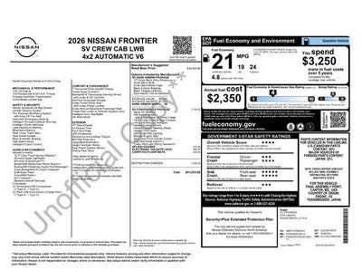 2026 Nissan Frontier Crew Cab SV Long Bed