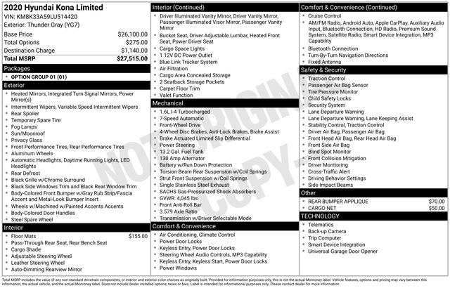 2020 Hyundai Kona Limited