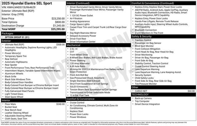2025 Hyundai Elantra SEL Sport
