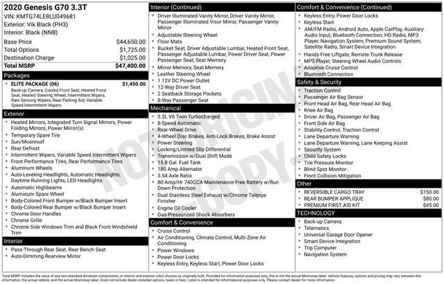 2020 Genesis G70 3.3T