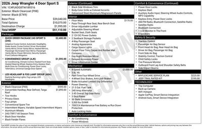 2026 Jeep Wrangler WRANGLER 4-DOOR SPORT S