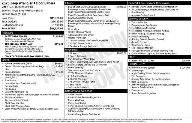 2025 Jeep Wrangler WRANGLER 4-DOOR SAHARA