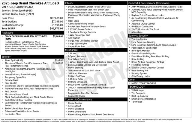 2025 Jeep Grand Cherokee GRAND CHEROKEE ALTITUDE X 4X2