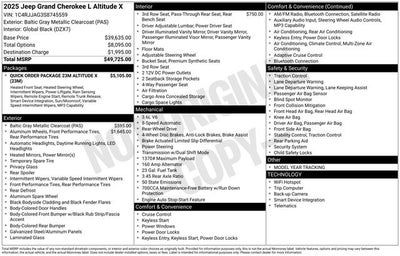 2025 Jeep Grand Cherokee GRAND CHEROKEE L ALTITUDE X 4X2