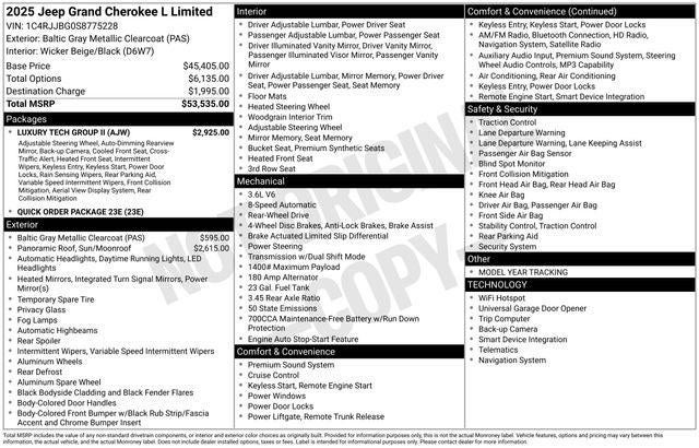 2025 Jeep Grand Cherokee GRAND CHEROKEE L LIMITED 4X2