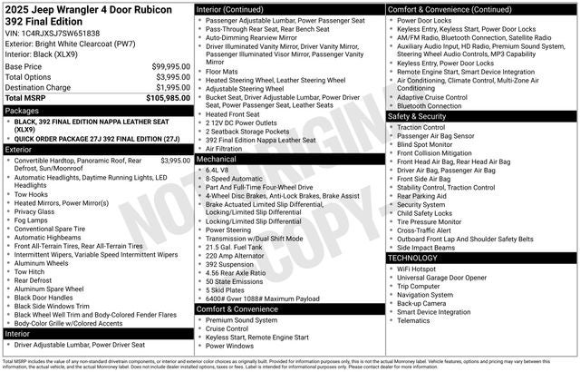 2025 Jeep Wrangler WRANGLER 4-DOOR RUBICON 392