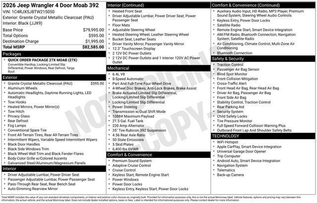 2026 Jeep Wrangler WRANGLER 4-DOOR MOAB 392