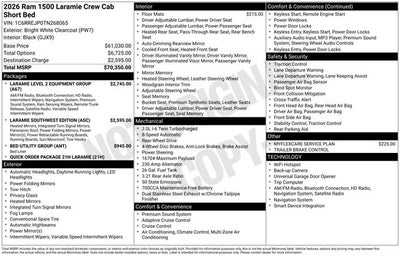 2026 RAM Ram 1500 RAM 1500 LARAMIE CREW CAB 4X2 5'7' BOX