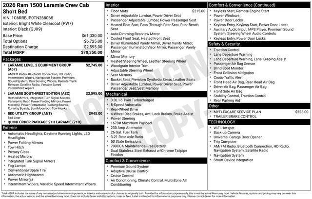 2026 RAM Ram 1500 RAM 1500 LARAMIE CREW CAB 4X2 5'7' BOX