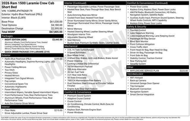 2026 RAM Ram 1500 RAM 1500 LARAMIE CREW CAB 4X2 5'7' BOX