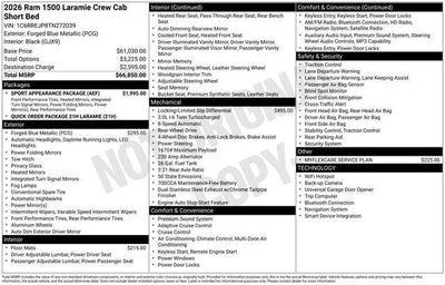 2026 RAM Ram 1500 RAM 1500 LARAMIE CREW CAB 4X2 5'7' BOX