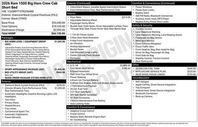 2026 RAM Ram 1500 RAM 1500 BIG HORN CREW CAB 4X4 5'7' BOX