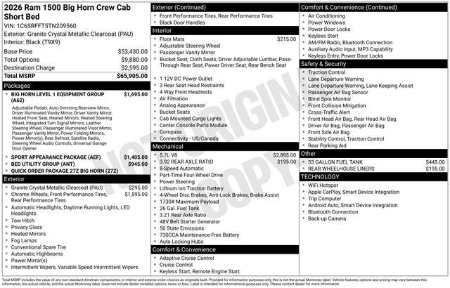 2026 RAM 1500 Big Horn/Lone Star