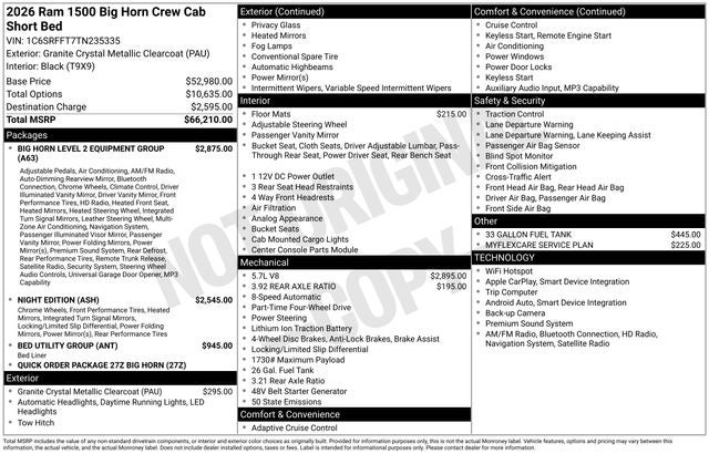 2026 RAM 1500 Big Horn/Lone Star