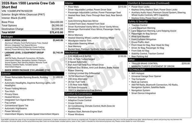 2026 RAM Ram 1500 RAM 1500 LARAMIE CREW CAB 4X4 5'7' BOX