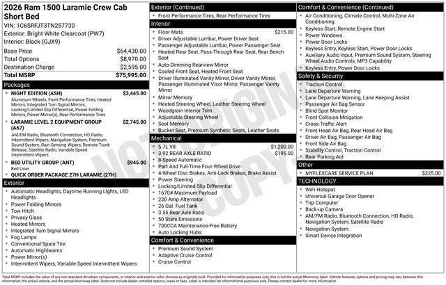 2026 RAM Ram 1500 RAM 1500 LARAMIE CREW CAB 4X4 5'7' BOX