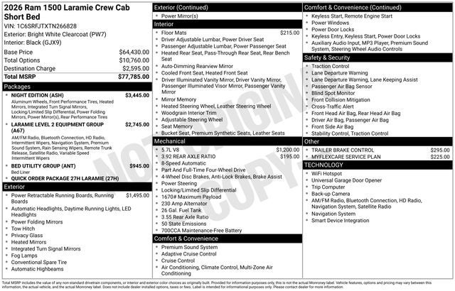 2026 RAM Ram 1500 RAM 1500 LARAMIE CREW CAB 4X4 5'7' BOX