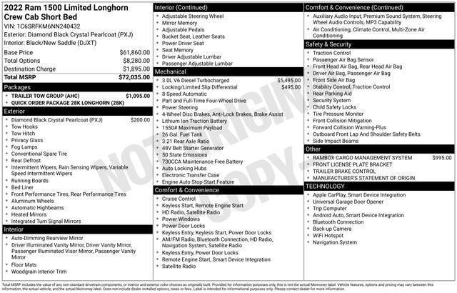 2022 RAM 1500 Limited Longhorn Crew Cab 4x4 5'7' Box