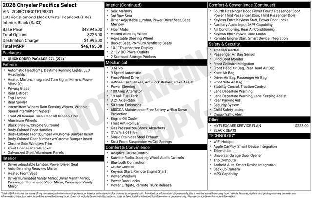 2026 Chrysler Pacifica PACIFICA SELECT