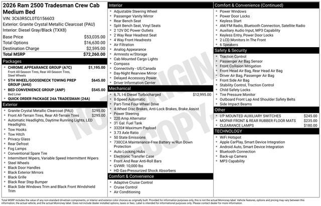 2026 RAM 2500 Tradesman Crew Cab 4x4 6'4' Box