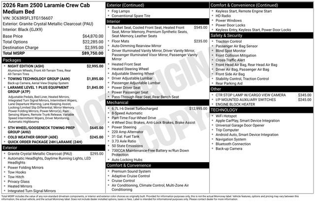 2026 RAM Ram 2500 RAM 2500 LARAMIE CREW CAB 4X4 6'4' BOX