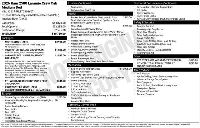 2026 RAM Ram 2500 RAM 2500 LARAMIE CREW CAB 4X4 6'4' BOX