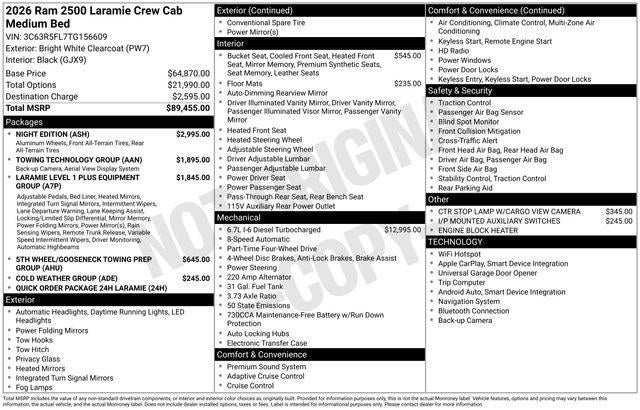2026 RAM Ram 2500 RAM 2500 LARAMIE CREW CAB 4X4 6'4' BOX