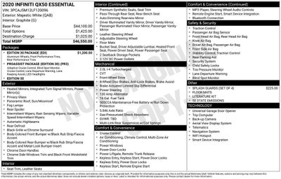 2020 INFINITI QX50 ESSENTIAL