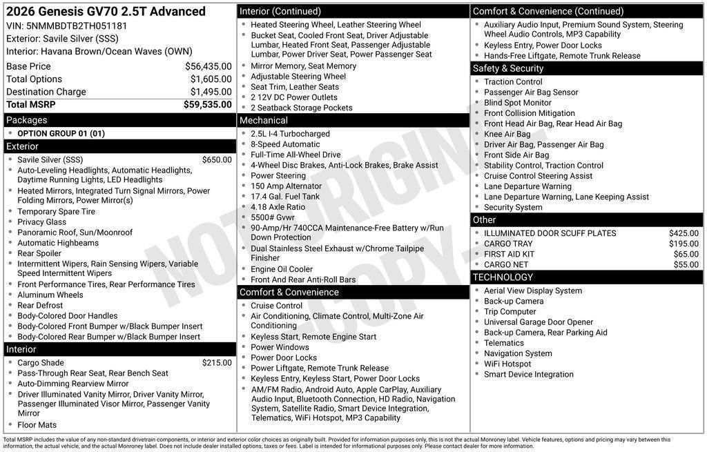 2026 Genesis GV70 2.5T Advanced