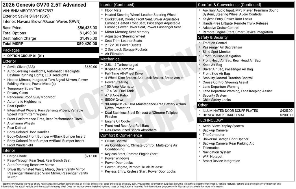 2026 Genesis GV70 2.5T Advanced