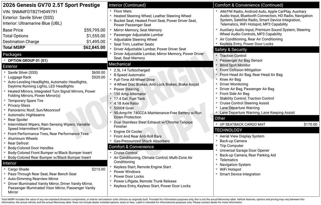 2026 Genesis GV70 2.5T Sport Prestige