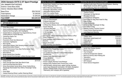 2026 Genesis GV70 2.5T Sport Prestige