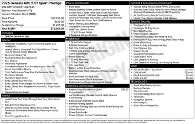 2026 Genesis G80 2.5T