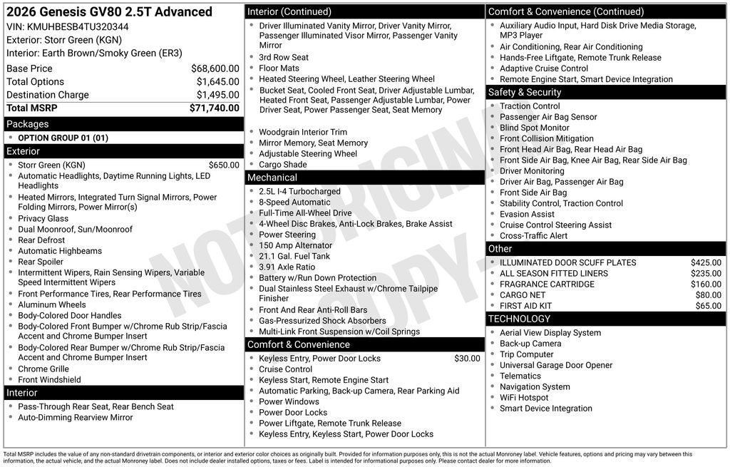 2026 Genesis GV80 2.5T Advanced