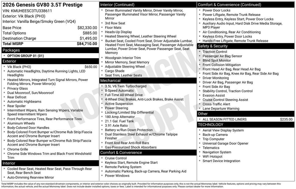 2026 Genesis GV80 3.5T Prestige