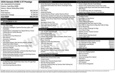 2026 Genesis GV80 3.5T Prestige