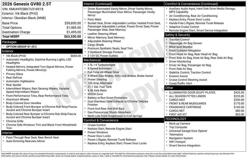 2026 Genesis GV80 2.5T