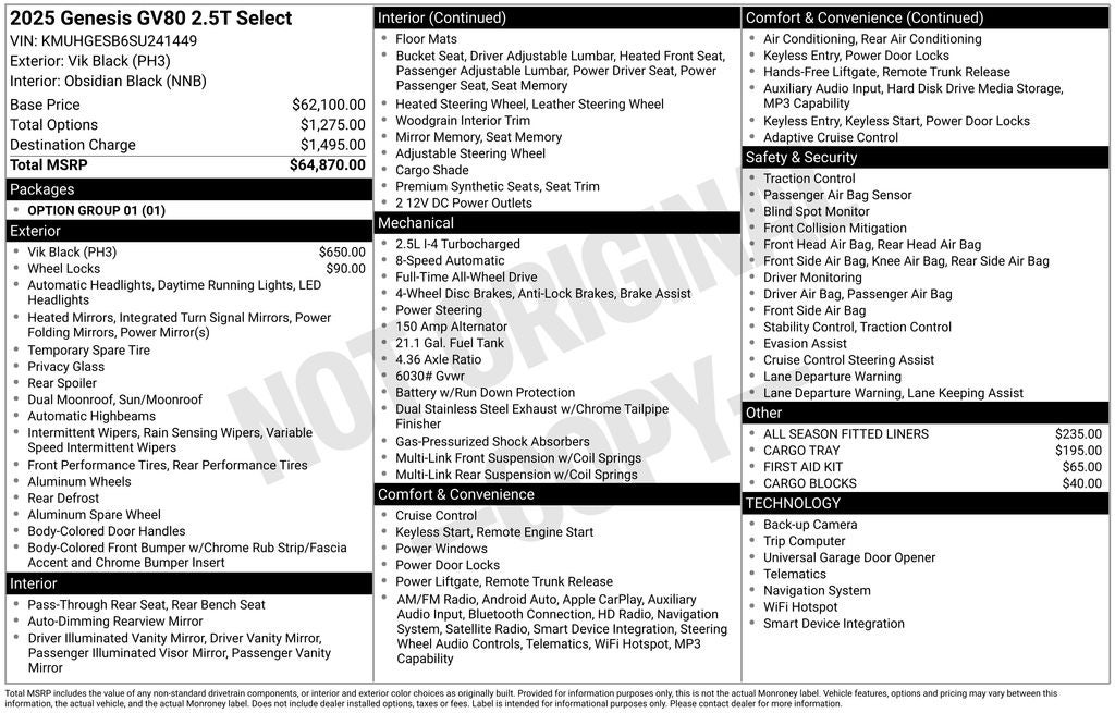 2025 Genesis GV80 2.5T Select