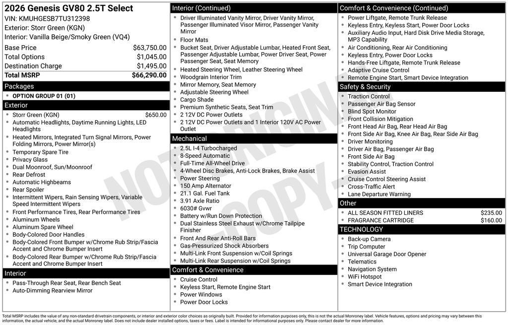 2026 Genesis GV80 2.5T