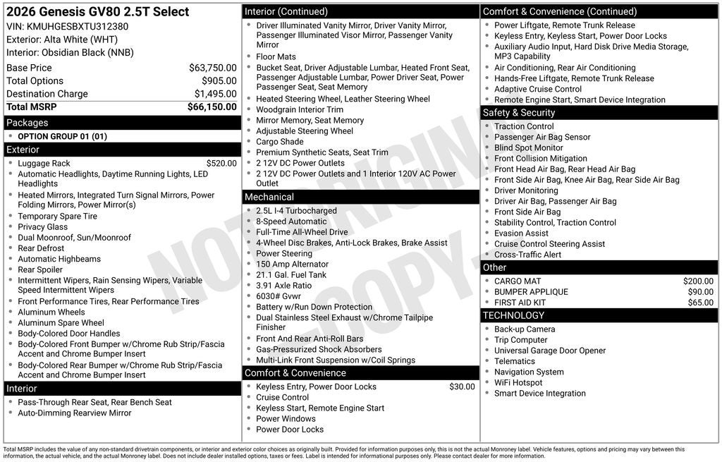 2026 Genesis GV80 2.5T