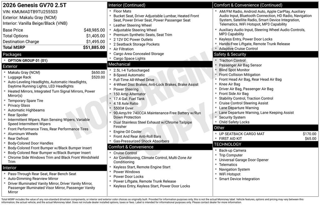 2026 Genesis GV70 2.5T
