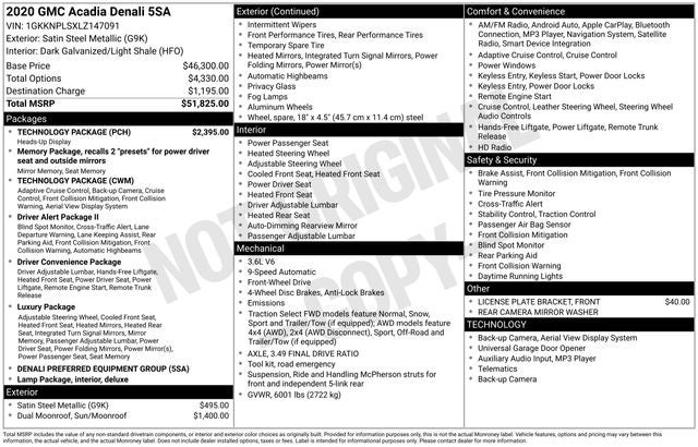 2020 GMC Acadia Denali
