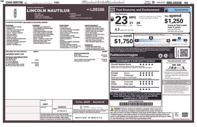 2021 Lincoln Nautilus Standard