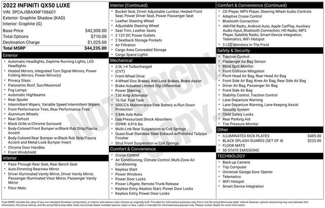 2022 INFINITI QX50 LUXE