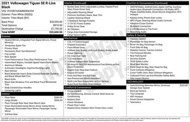 2021 Volkswagen Tiguan 2.0T SE R-Line Black